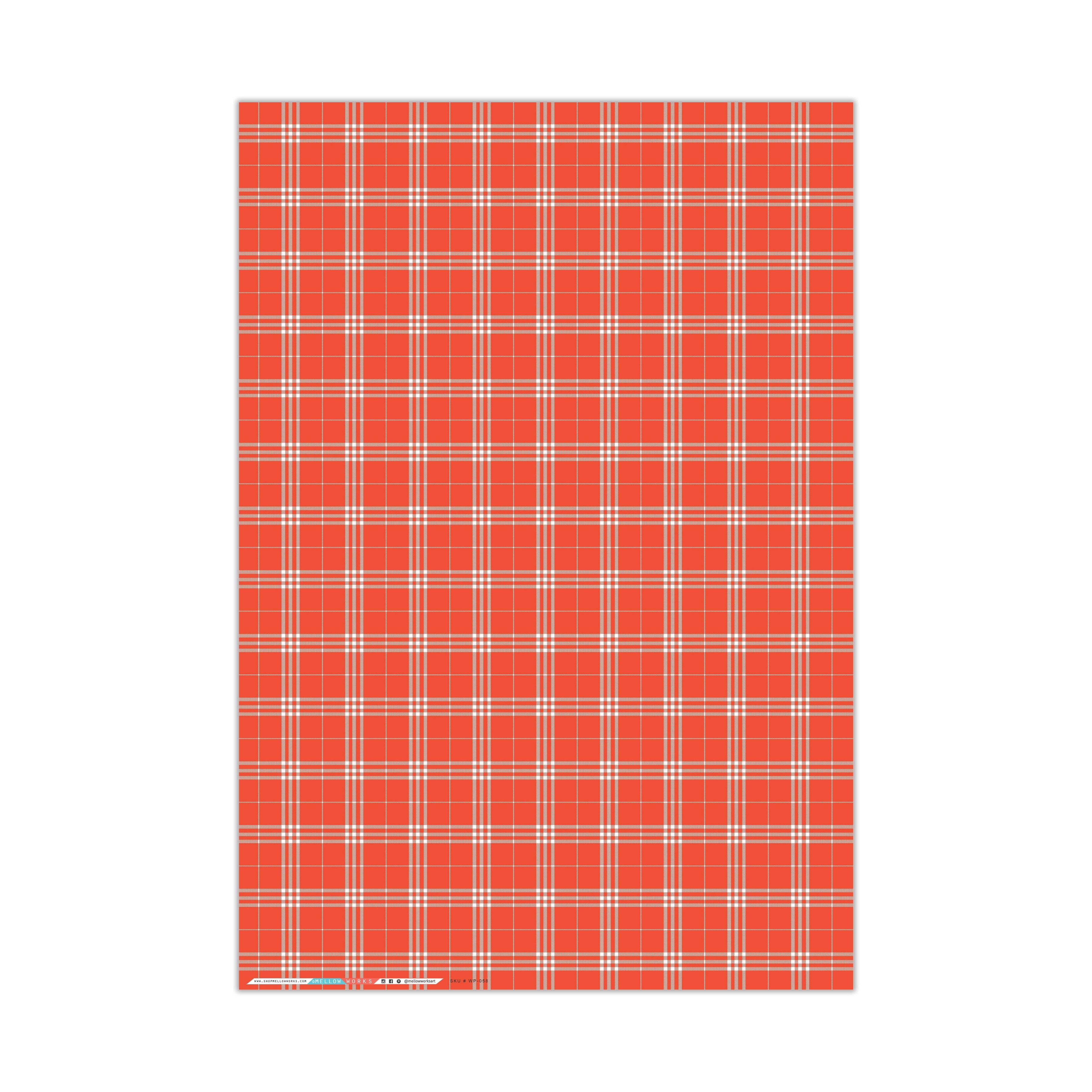 red plaid gift wrap sheets - single or set of 3