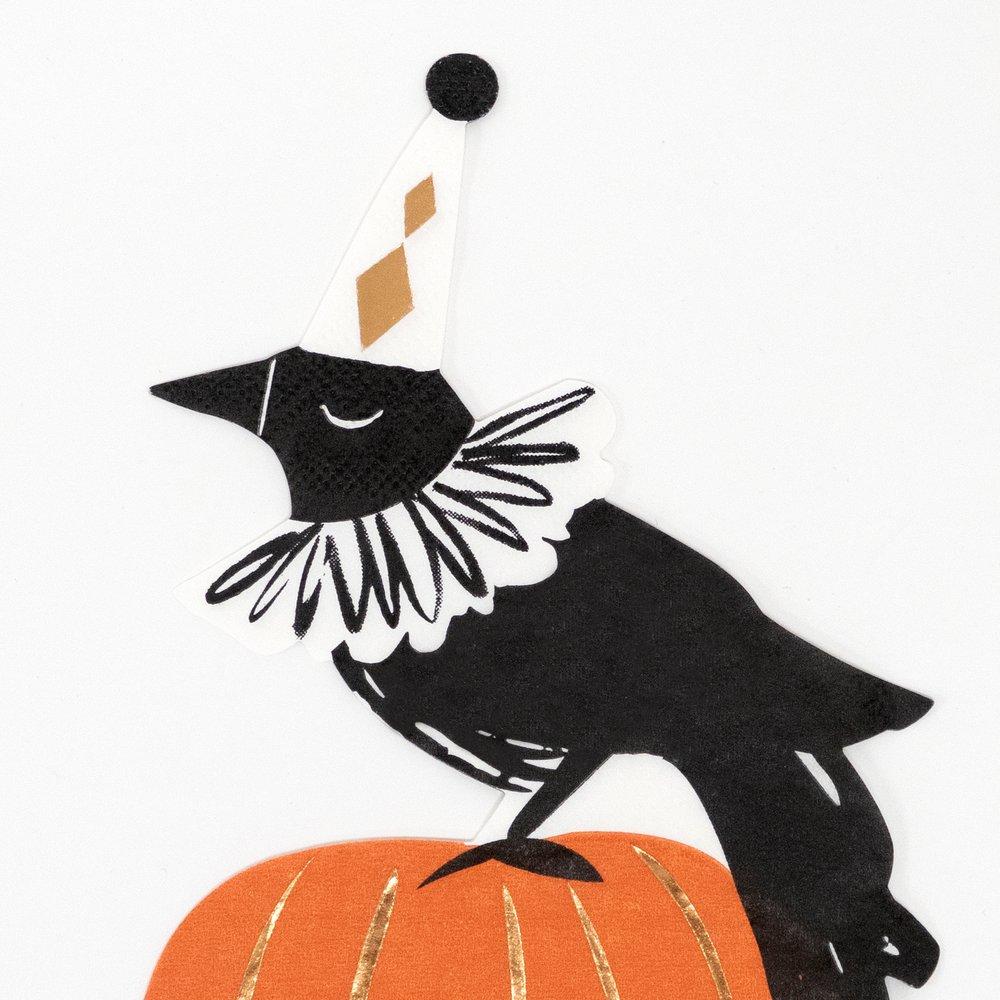 vintage halloween crow napkins