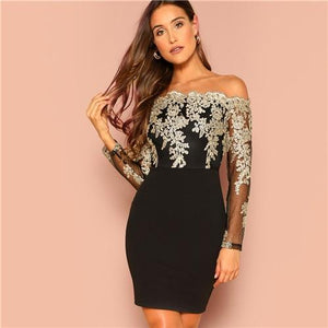 embroidered mesh dress long sleeve