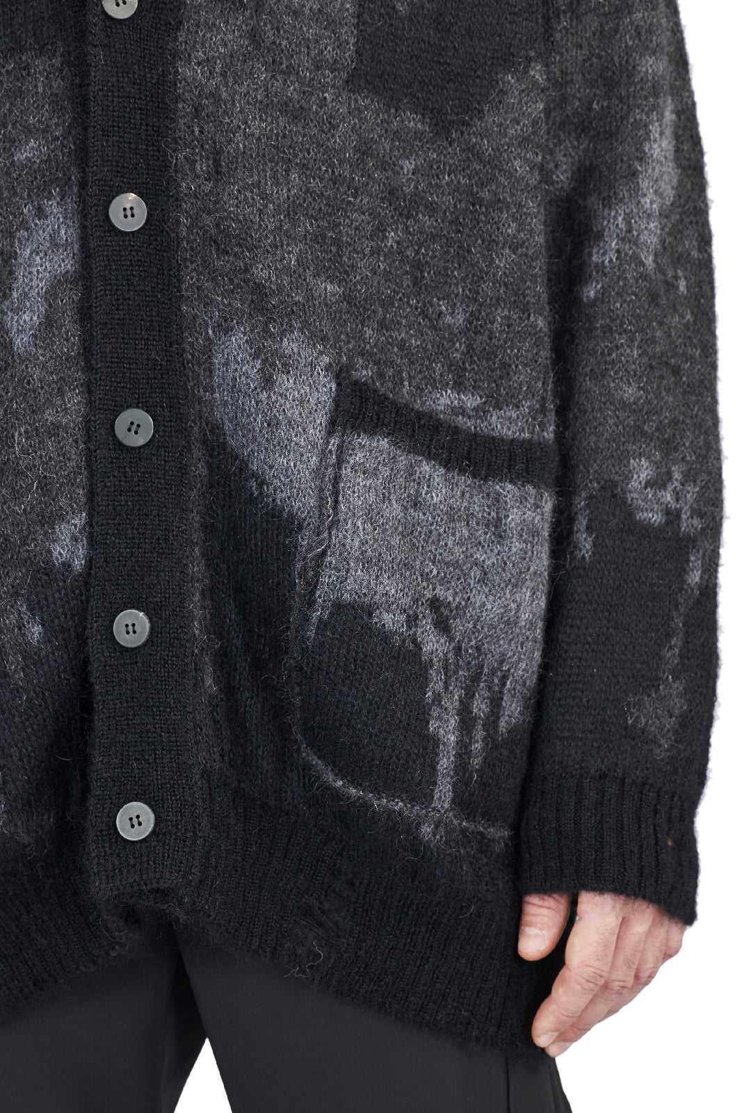 Double Mohair Narrow Cardigan / Black