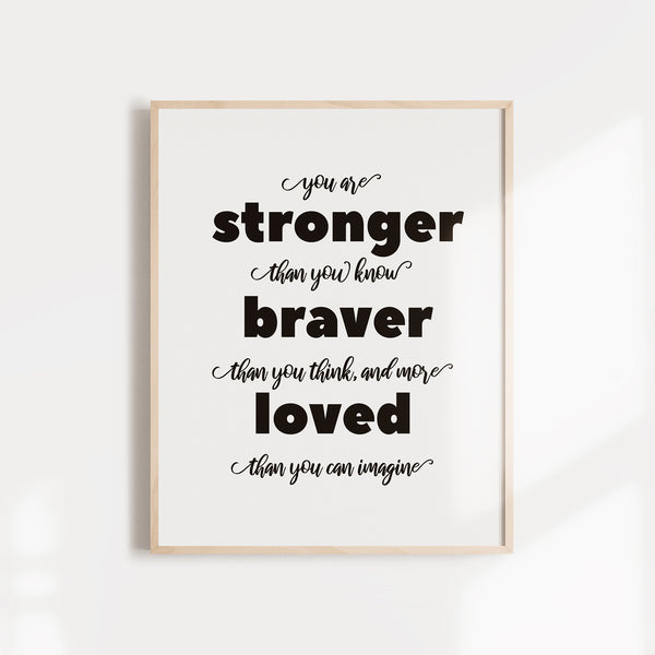 You Are Stronger Than You Know Braver Than You Think And More Loved Than You Can Imagine Inspirational Wall Posters Manifest Abundance Ritual Kits Intention Candles And Intention Bracelets