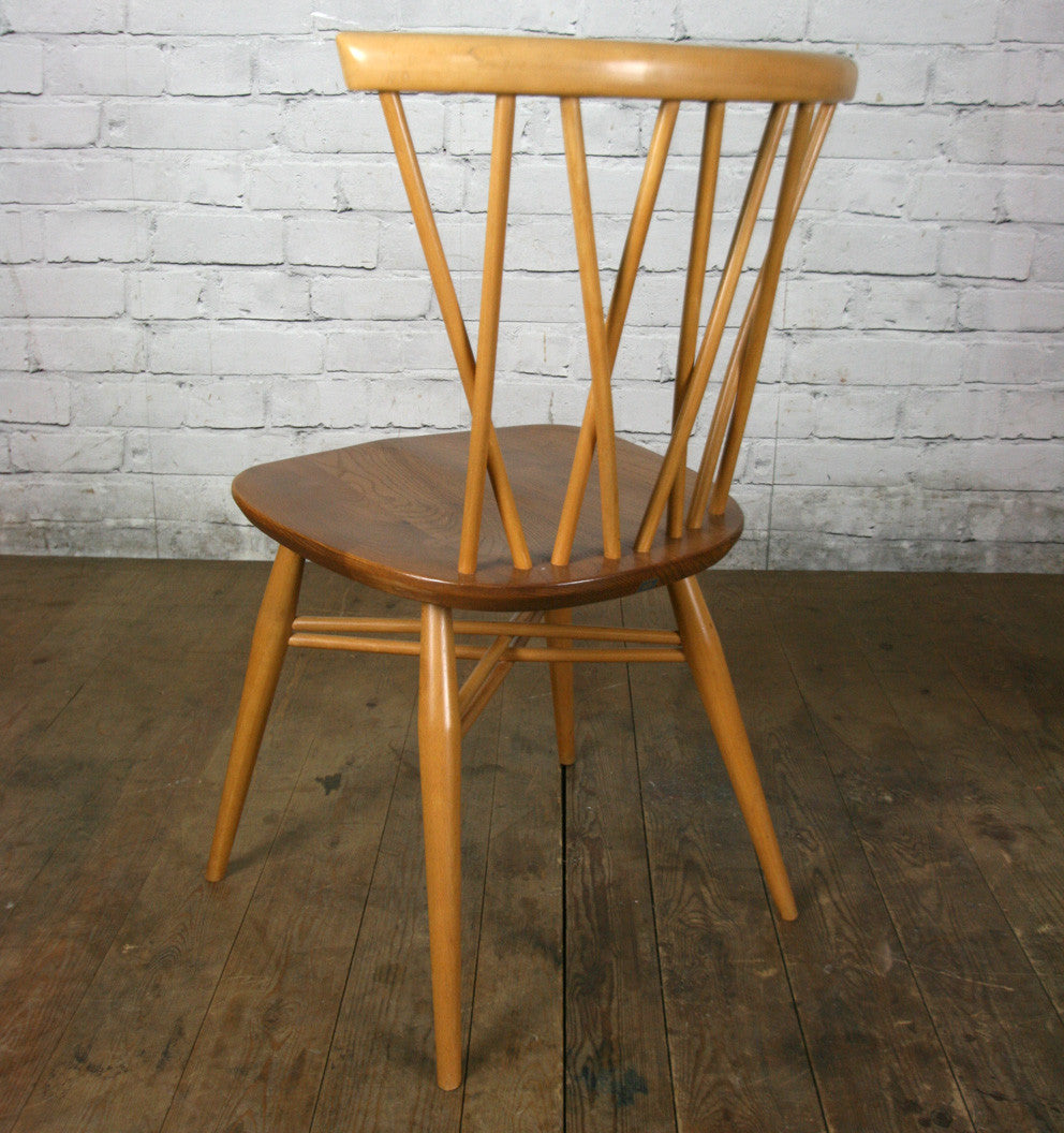 X3 Vintage Mid Century Ercol Candlestick Chiltern Chairs Mustard