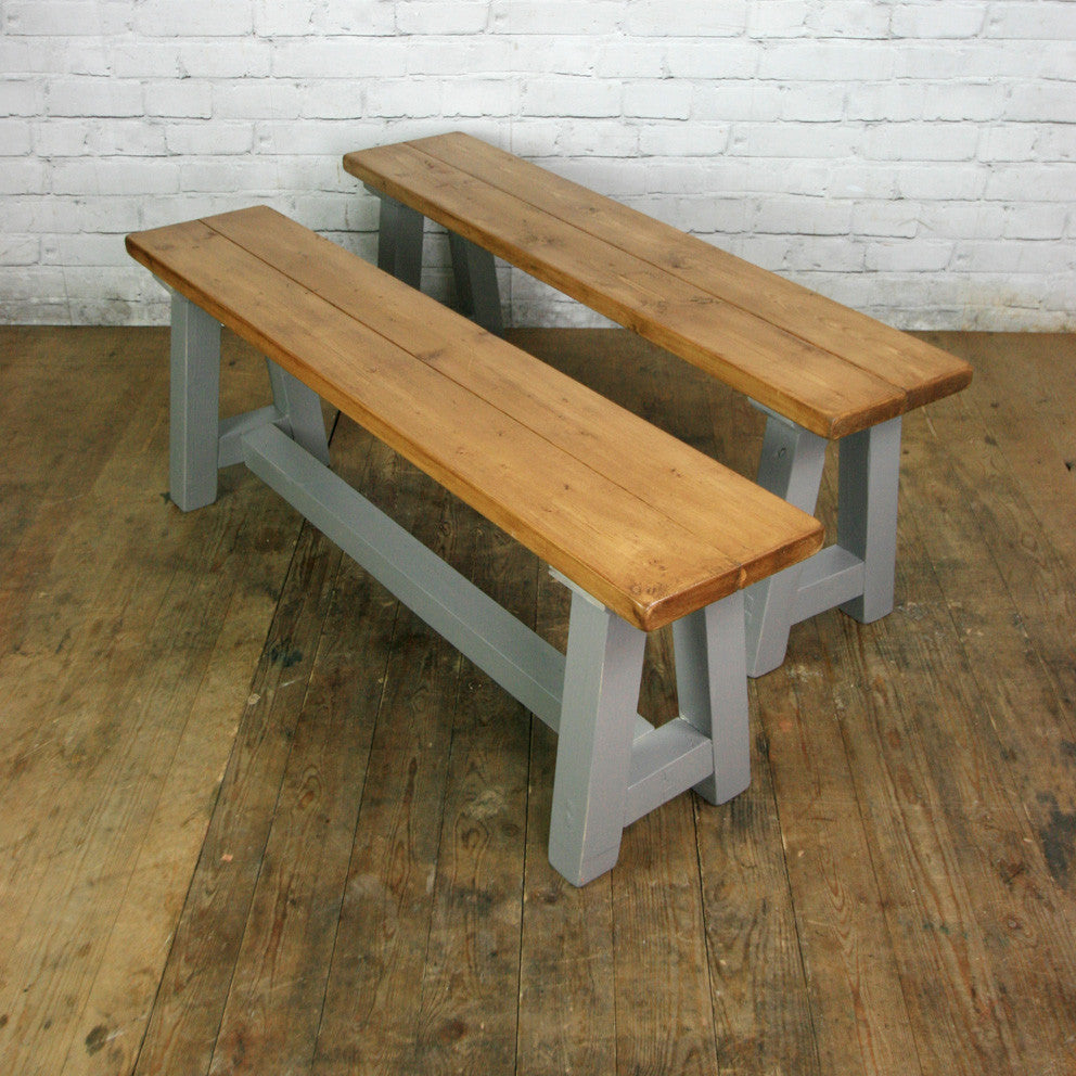 Reclaimed A Frame Rustic Trestle Table And Benches Mustard Vintage
