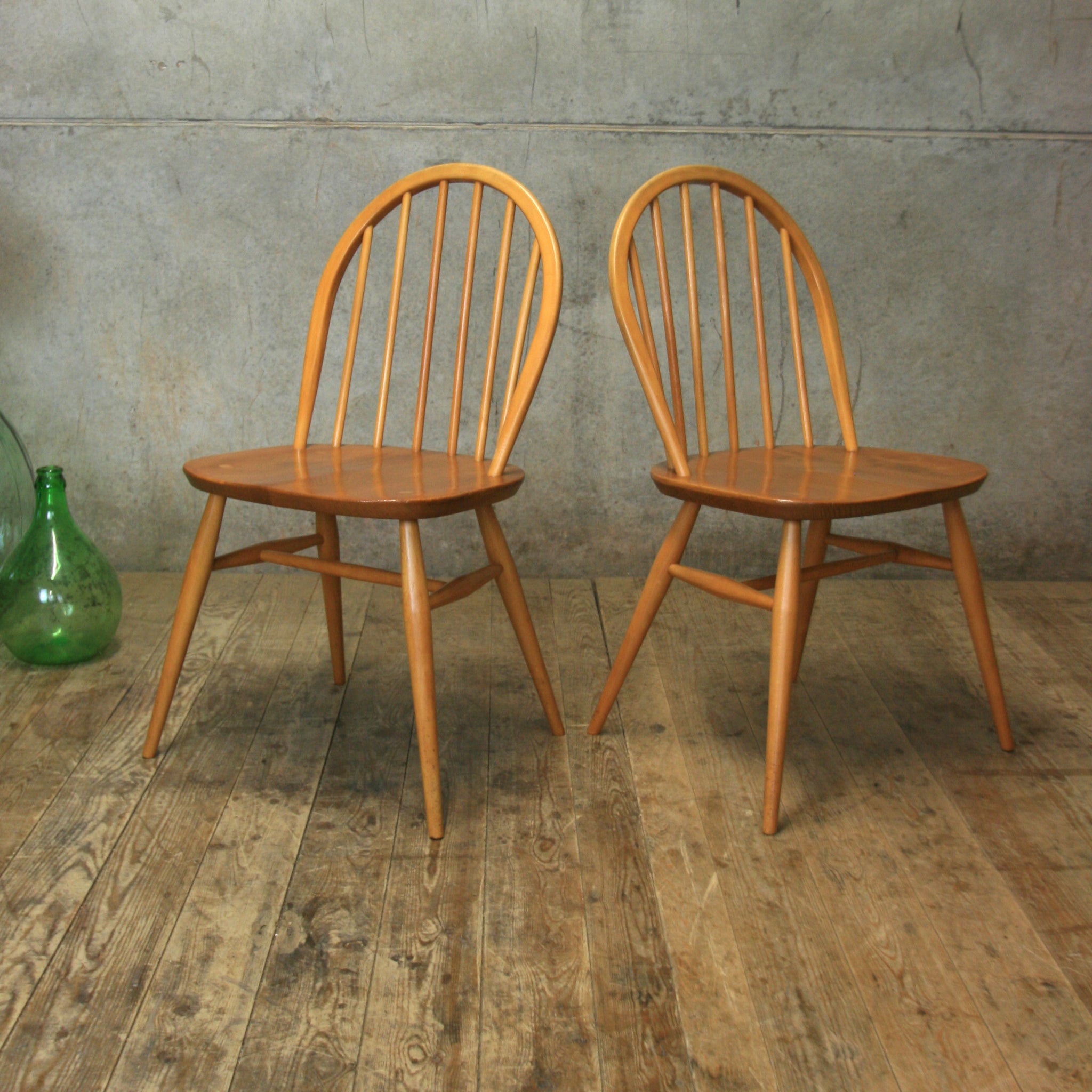 X4 Ercol Windsor Chairs 0706c Mustard Vintage