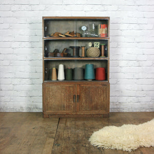 Vintage Limed Oak Sectional Bookcase Shop Display Cabinet