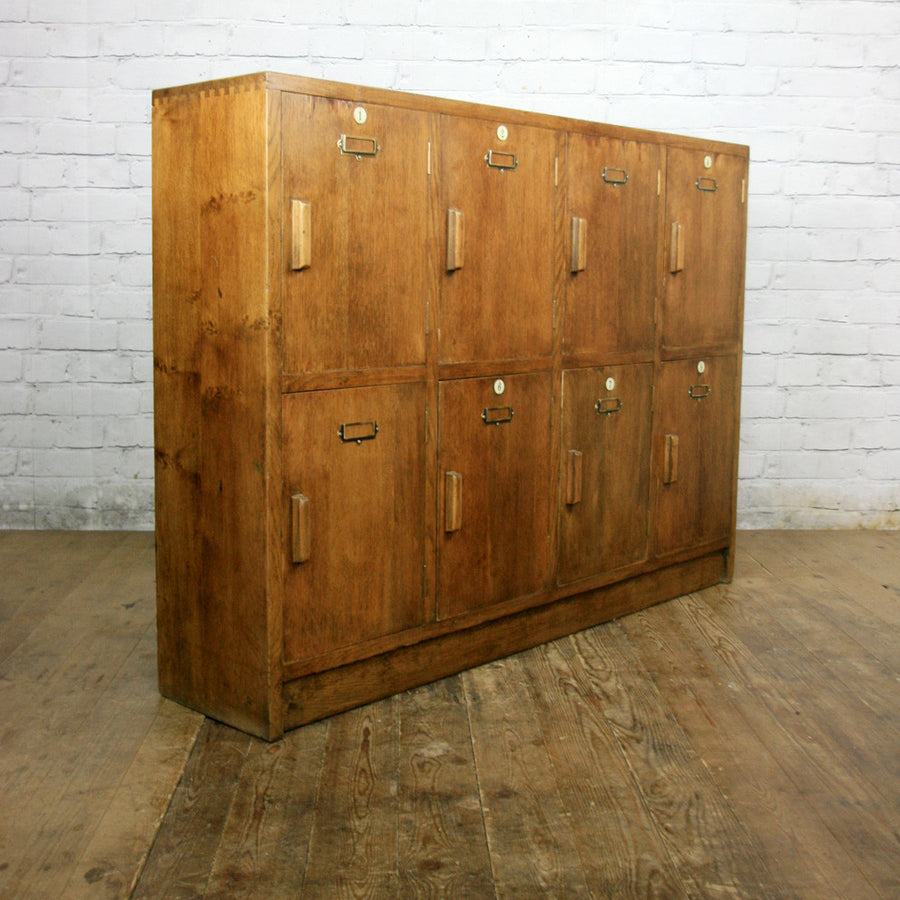 Vintage Industrial Oak School Lockers Mustard Vintage