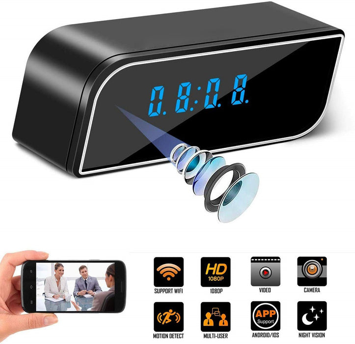 Smart WiFi Security Camera Digital Alarm Clock