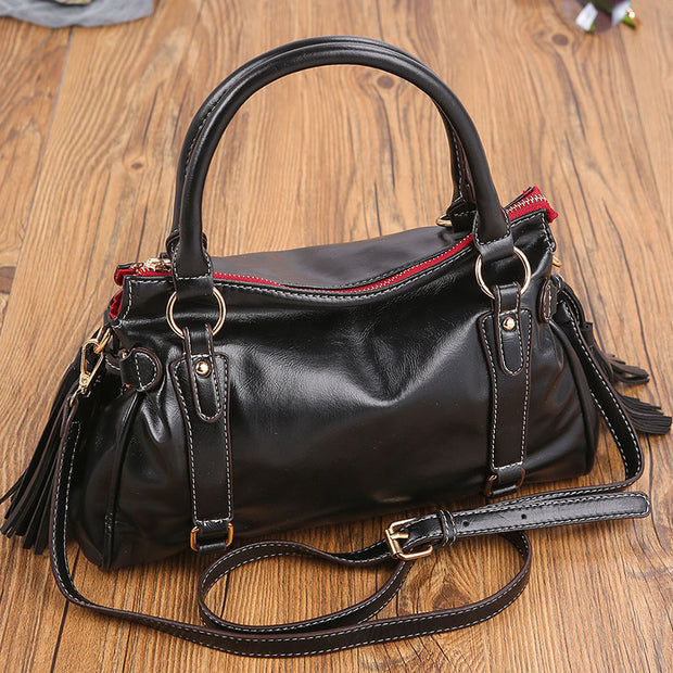 Top-Handle Satchel Handbag for Women Leather Tote Shoulder Bag with Crossbody Strap