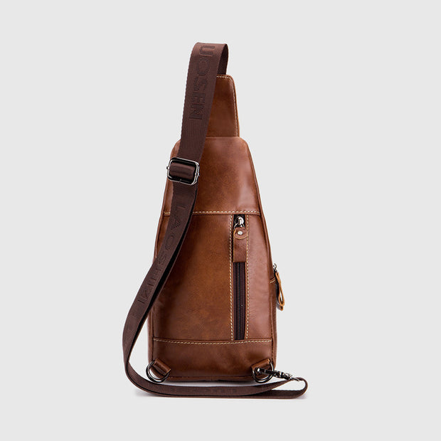 Multi-Pocket Vintage Sling Bag With Headphone Jack – Esensbuy