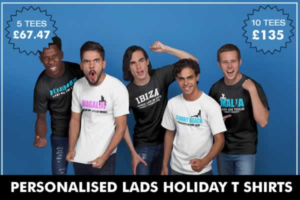 Cheap Lads Holiday T Shirts Custom Printed