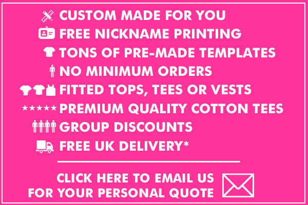 Get a quote for personalised hen party t-shirts