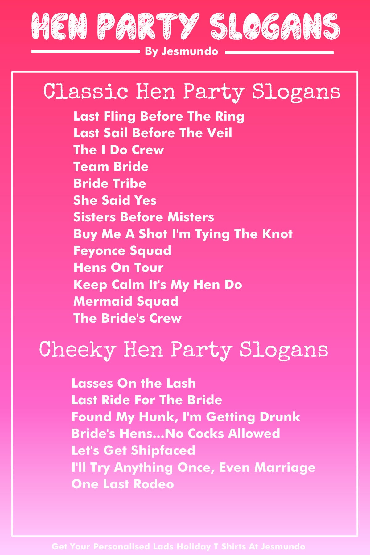 Hen Party Slogans - Funny Phrases For Your Hen Night