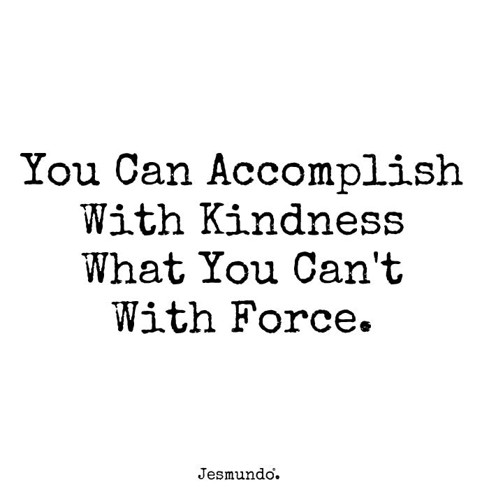 You can accomplish with kindness what you can't with force