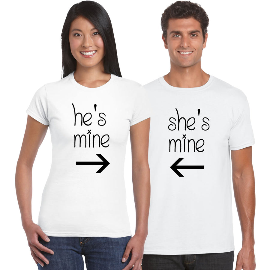 Hes Mine Shes Mine Couples T Shirts For Valentines Day 