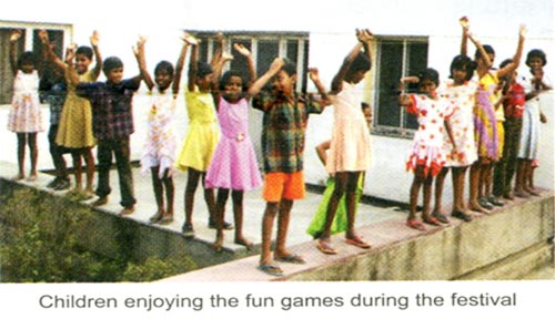 Children enjoying the fun games during the festival