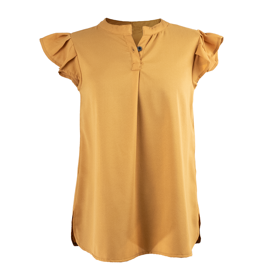 yellow frill sleeve top