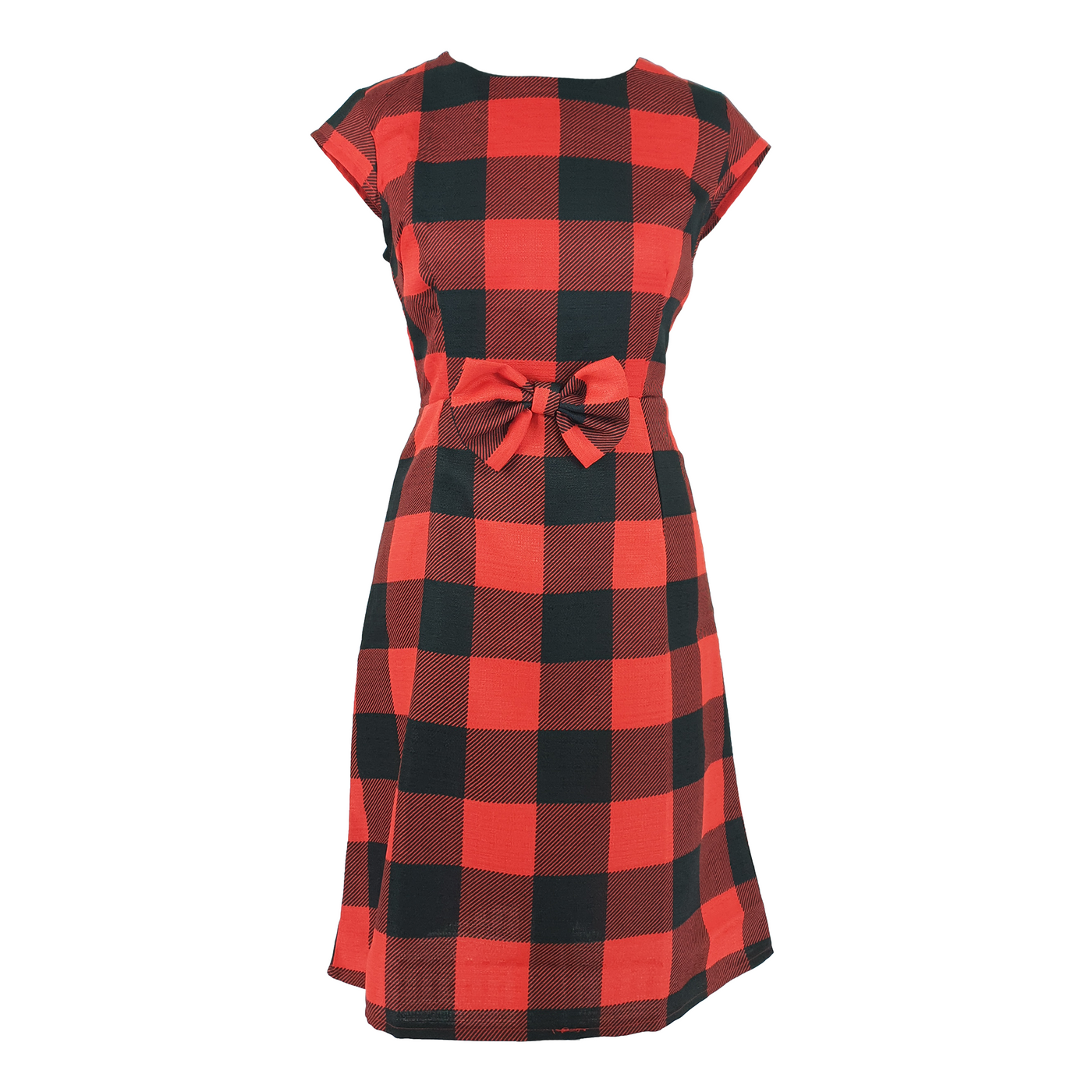 red black check dress