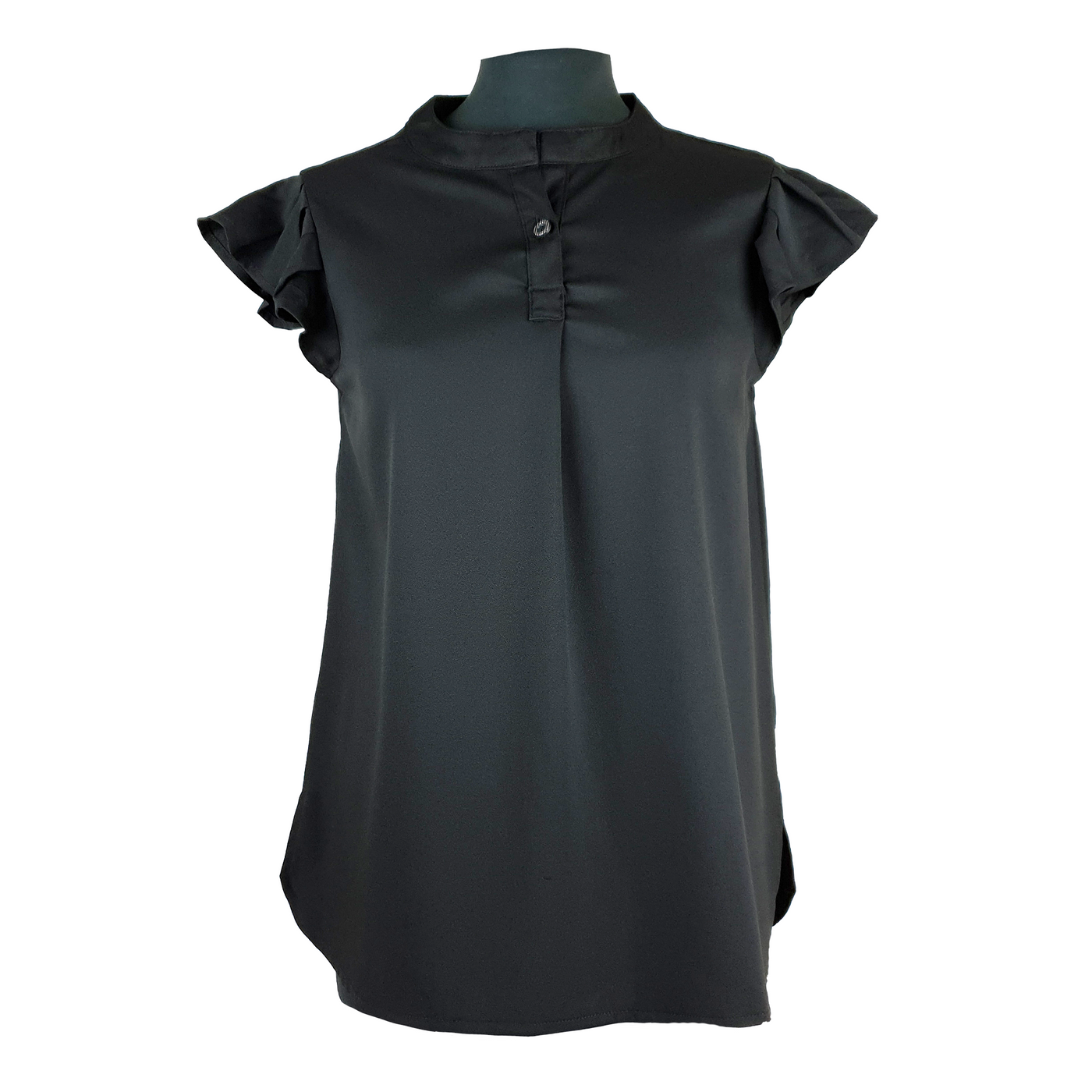 black short sleeve ruffle top