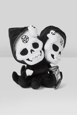 ♡ emo skeleton kitty black plushie (holdable)