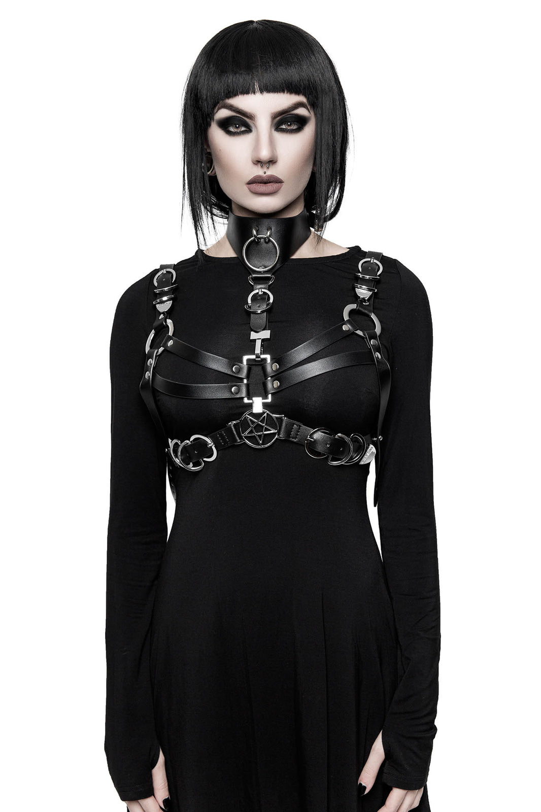 Wholesale Gothic Lock Chain necklace multilayer Punk choker collar goth  pendant necklace women black leather emo Kawaii witch rave jewelry From  m.