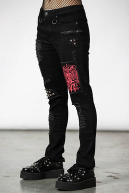 Talla L: Pantalones vaqueros negros skiny mujer `DOMINANCE SKINNY JEANS´ ,  Killstar - Gothic-Zone