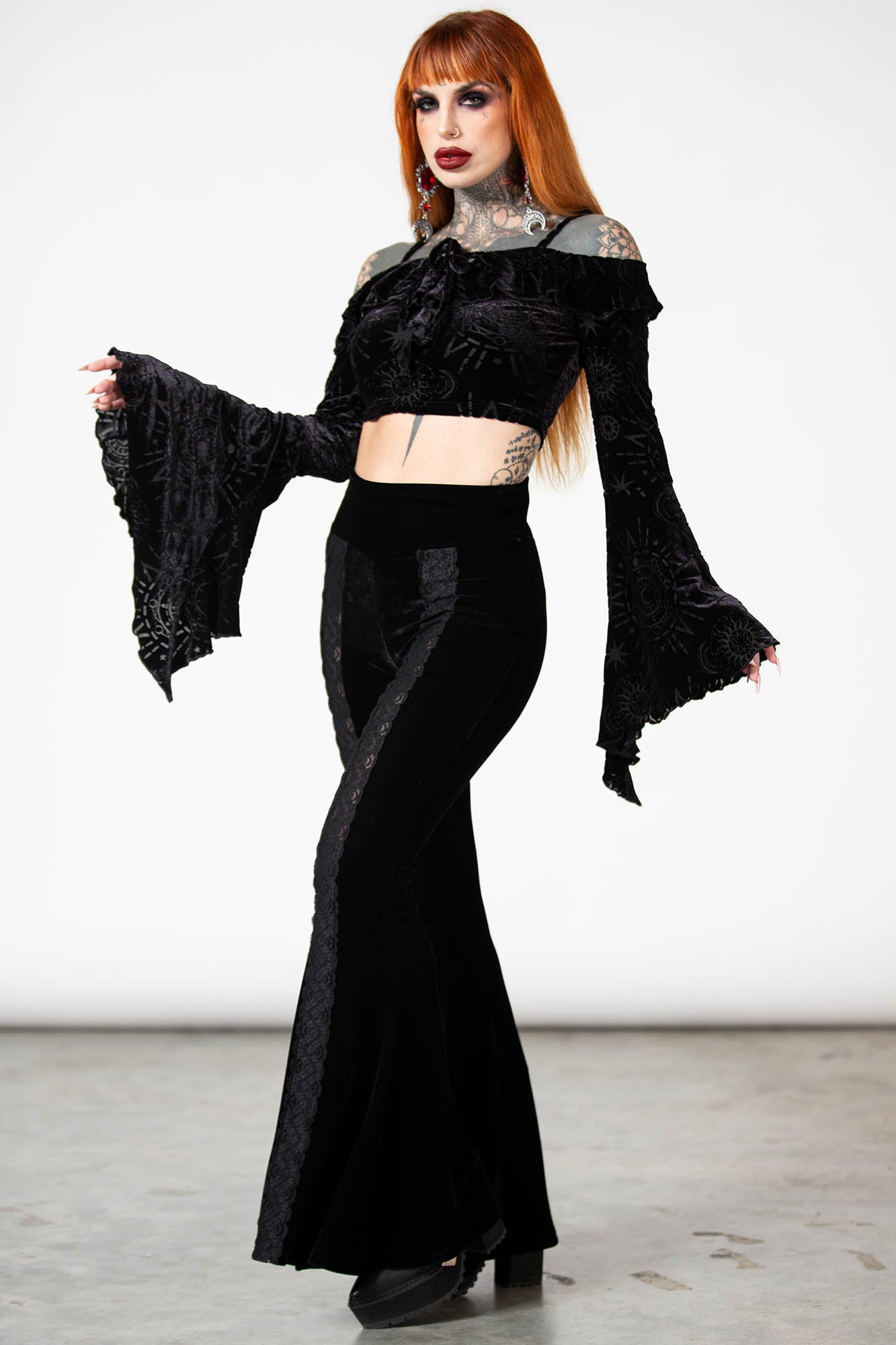 Hellmina Burnout Bardot Top | Killstar