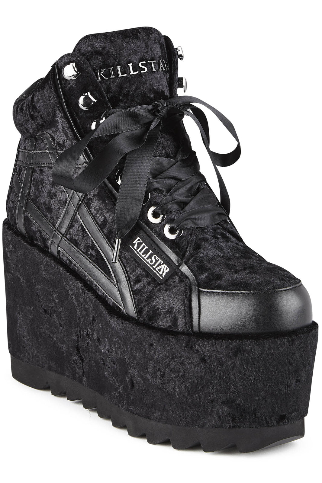 black velvet platform trainers