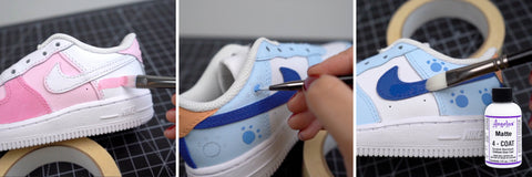 Zapatos personalizados de Barbie y Bluey hechos con pinturas Angelus