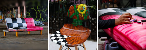 Hand Painted Couch and Chair by Frank Anthony @kingdom_made