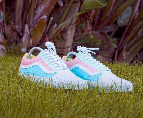 pastel color blocked custom vans by @enzohkim made with Angelus Paints