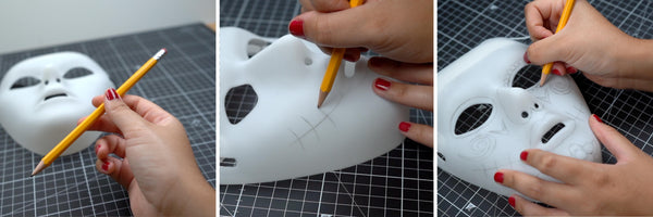 Sketching a design onto a mask