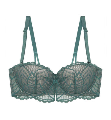 Style Double Push Wired Detachable Bra in Mysterious Green