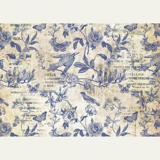 alice blue toile de jouy large Fabric