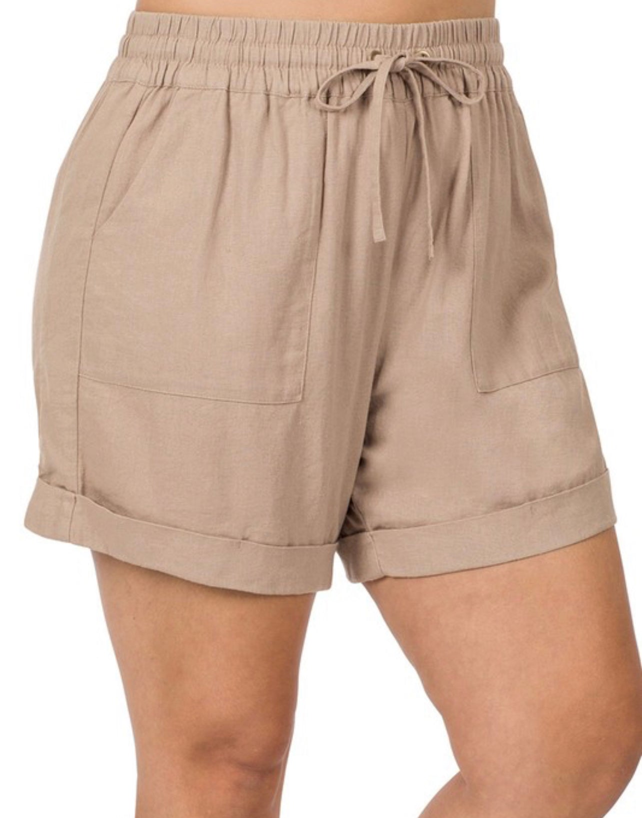 Linen shorts with drawstring