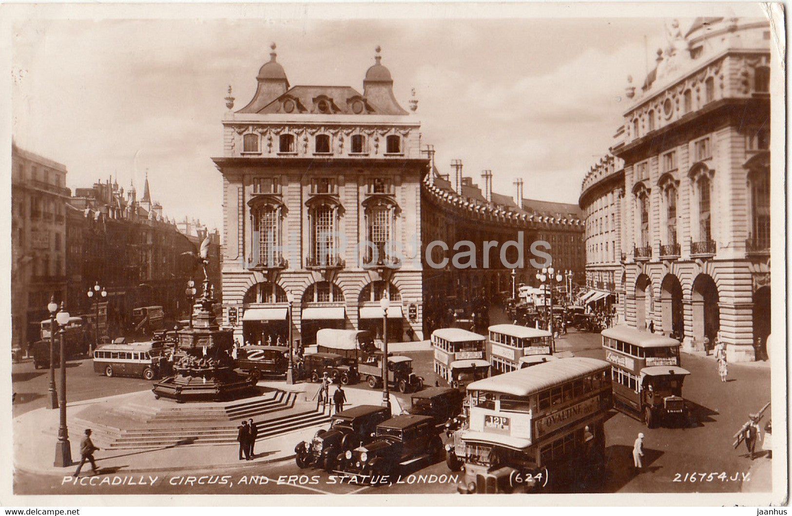 London Piccadilly Circus And Eros Statue Car Bus 624 Old Postcard 1934 England United Kingdom Used