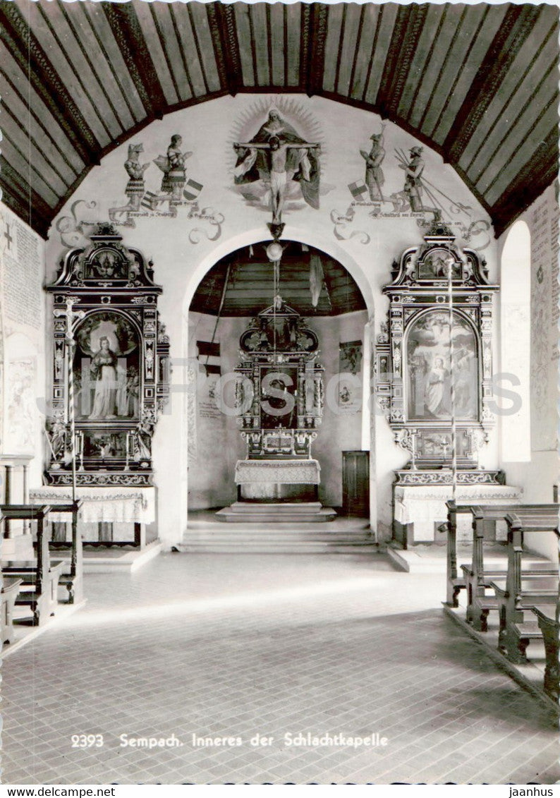Sempach - Inneres der Schlachtkapelle - 2393 - old postcard - Switzerland - unused - JH Postcards