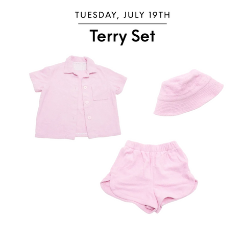 Pink Terry Shirt Short and Bucket Hat