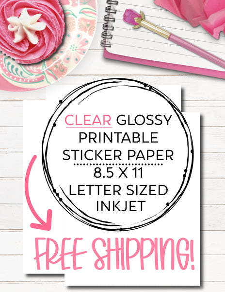  Sticker Paper for Inkjet Printer - Glossy Sticker Paper (20  Sheets 8.5x11) - Printable Sticker Paper - Cricut Sticker Paper - Vinyl Sticker  Paper - Printable Vinyl for Inkjet Printer // Paper Plan : Office Products