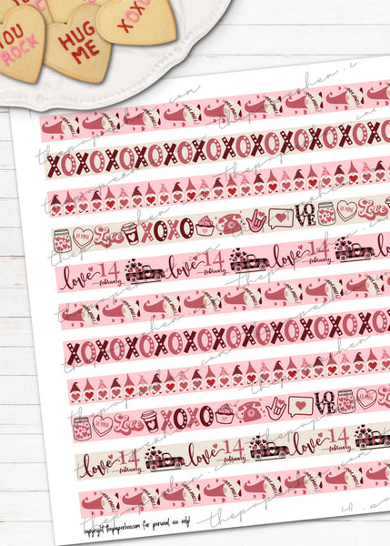 Heart Washi Tape PRINTABLE JPG SHEET Hearts Washi Perfect for Erin