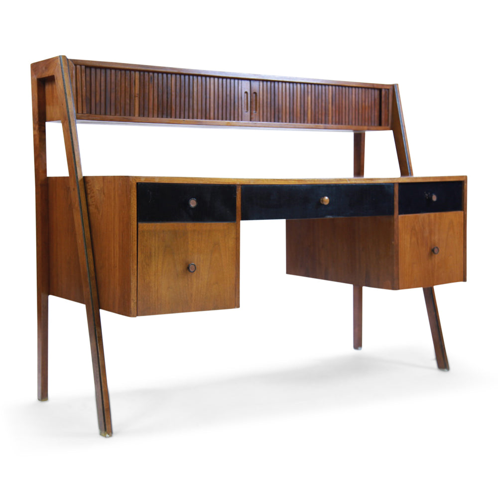 1960 S Mid Century Modern Corner Writing Desk With Bookcase Circa61