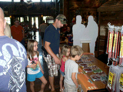 kids getting elk and bison jerky samples at Bass Pro