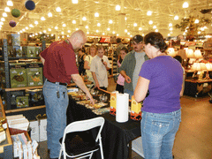 jerky fans getting jerky samples at cabela's display