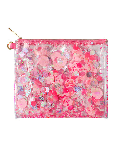 Pink confetti zipper pencil pouch