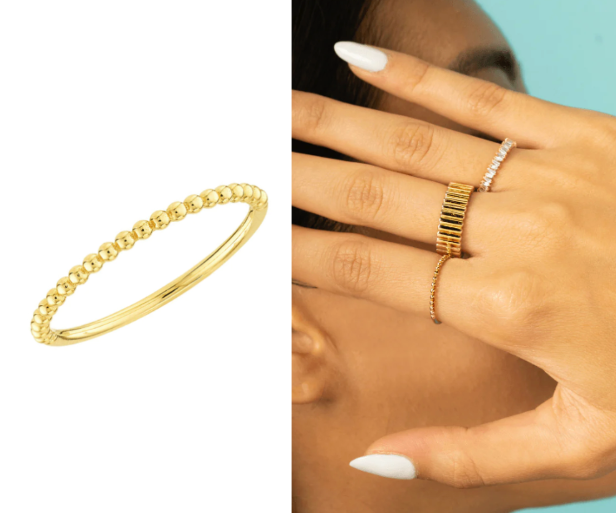 LeMel Beaded Band 14k