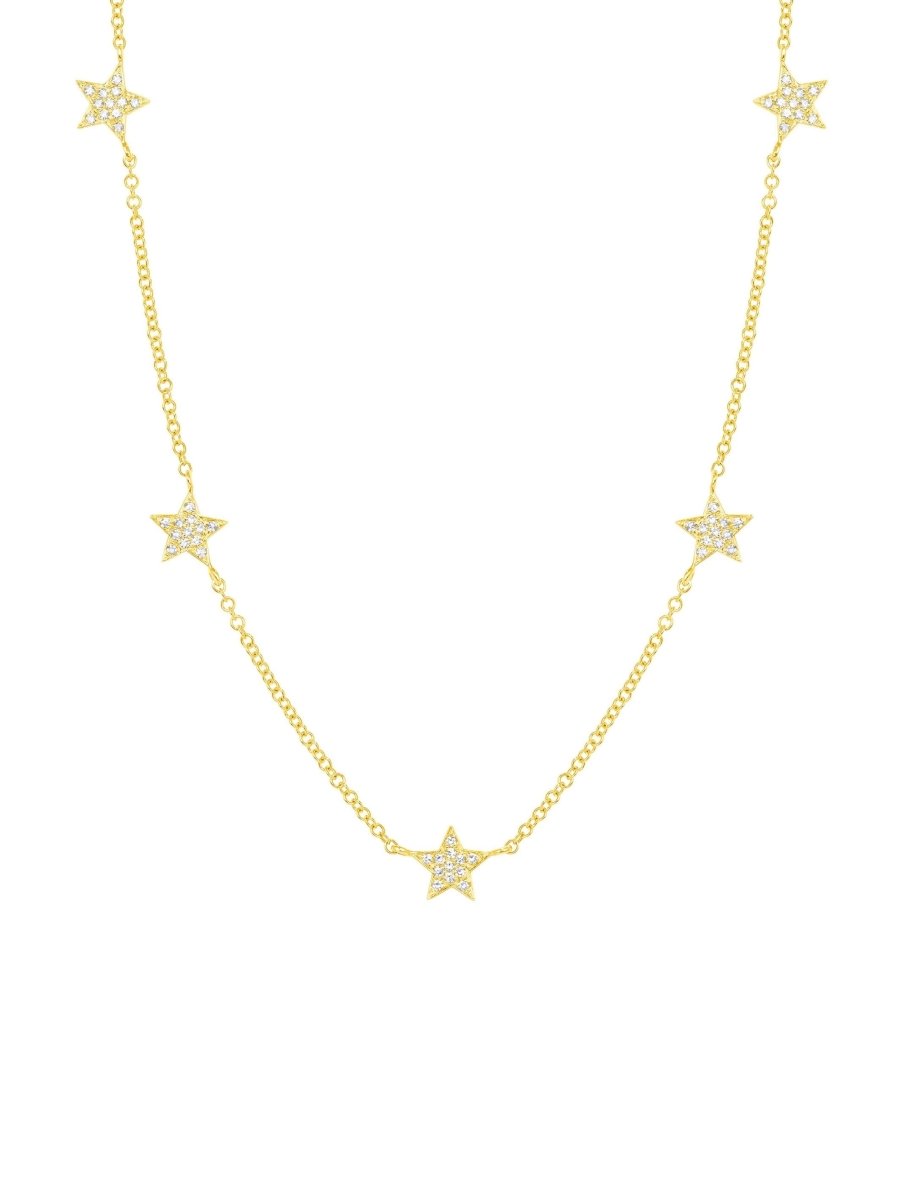 Diamond Star Layering Necklace 14K