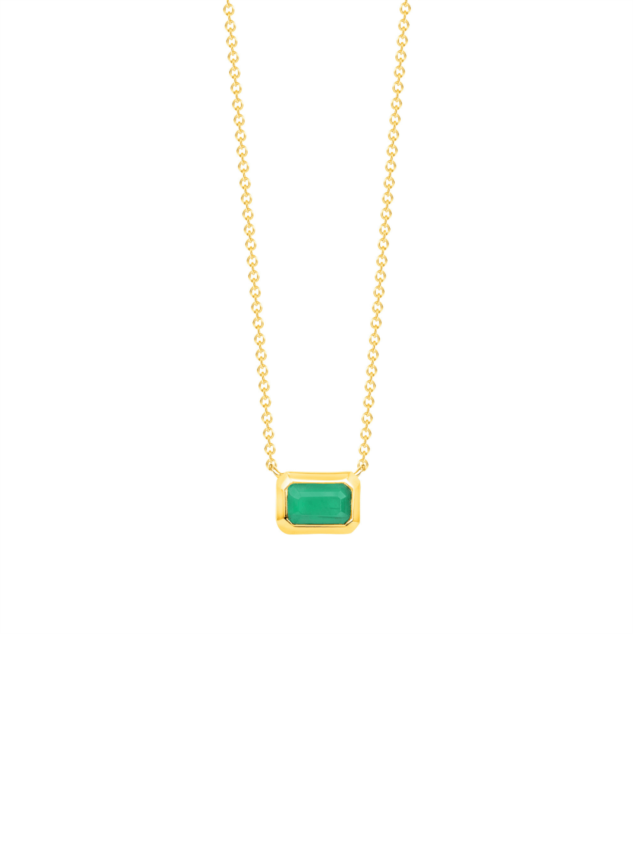 Emerald Baguette Necklace 14K