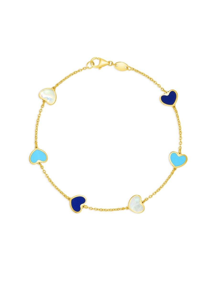 Endless Heart Blue Ombre Bracelet 14K