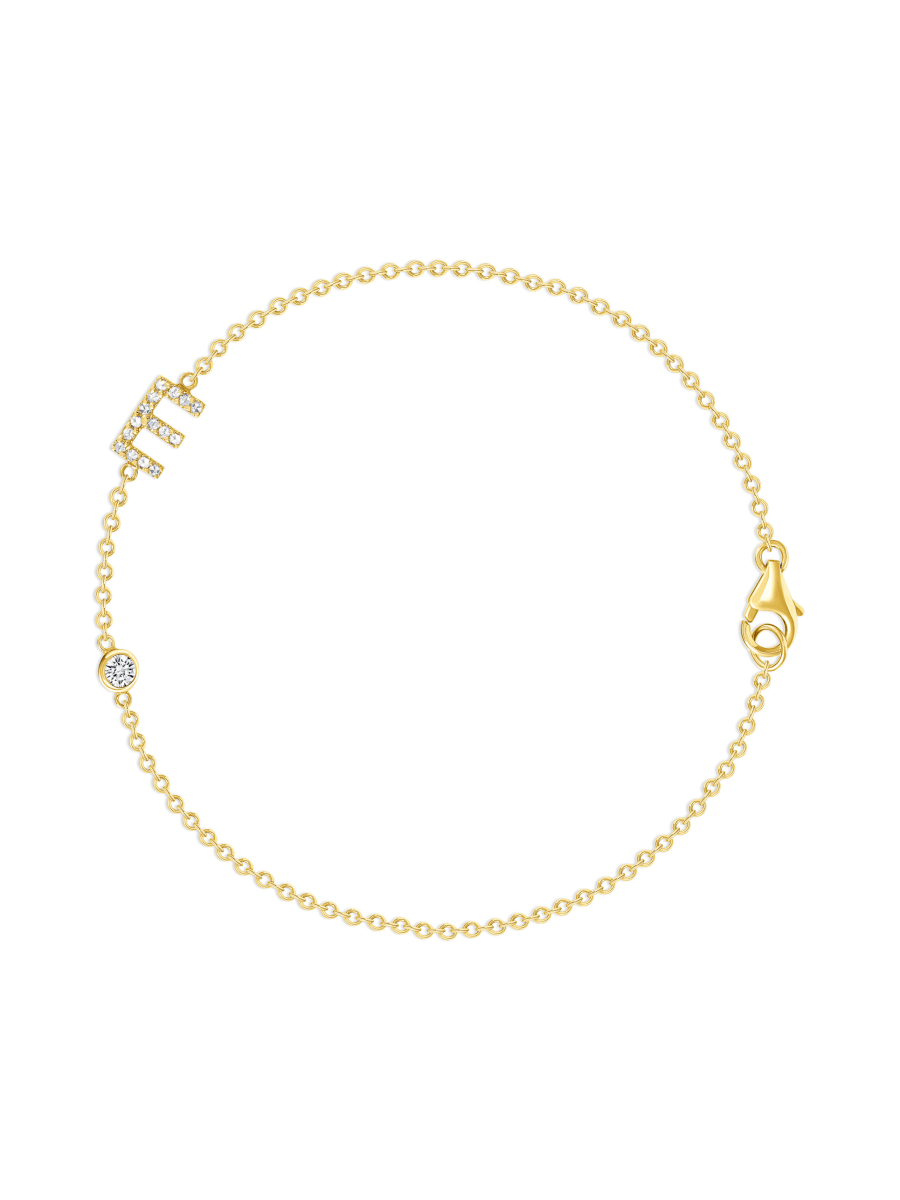 The Diamond Initial Bracelet 14K - 1 Letter