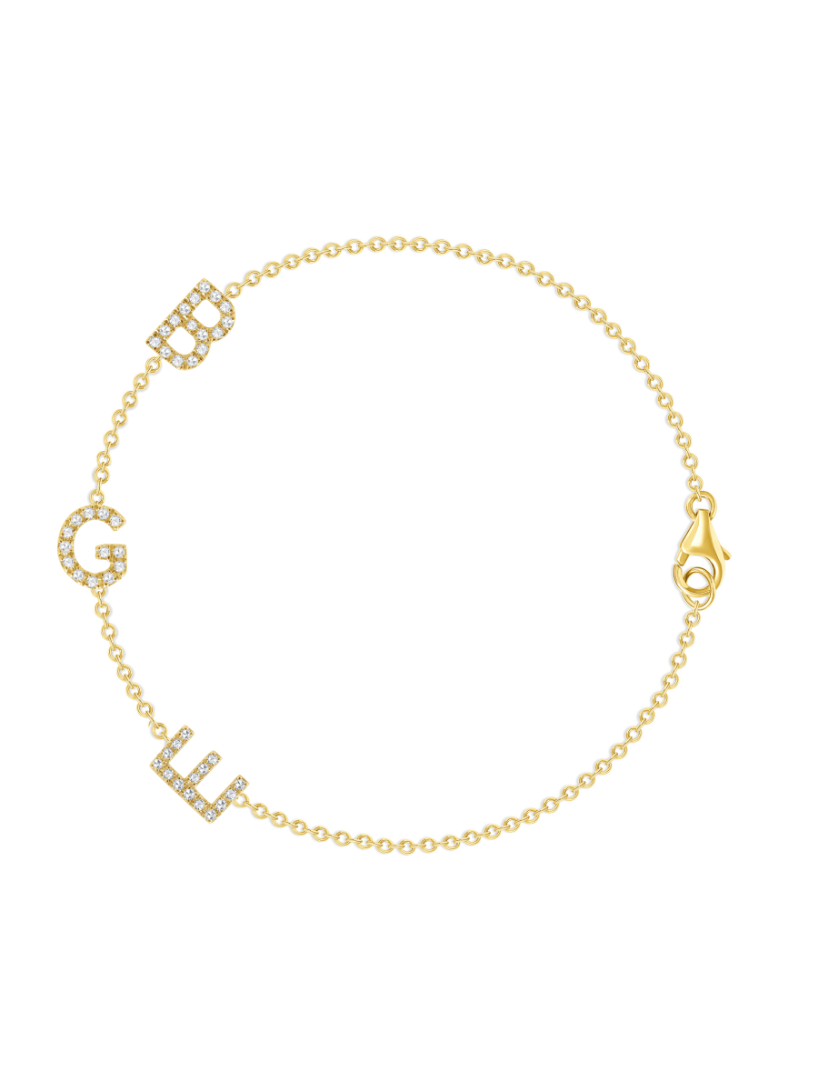 The Diamond Initial Bracelet 14K - 3 Letters