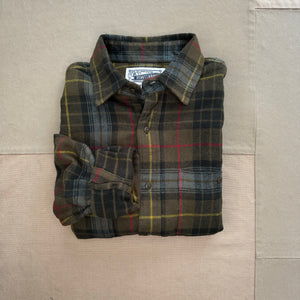 Plaid Cotton Flannel Shirt, Moss - SAULT New England